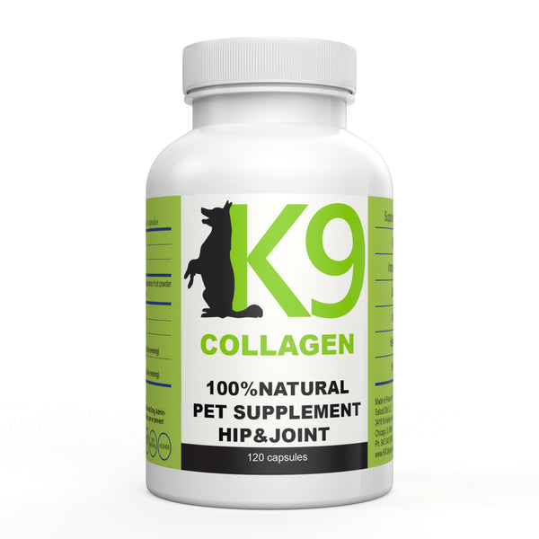 K9 COLLAGEN Hip & Joint Supplement for Dogs - Pure Collagen Dog Supplement -120 Capsules